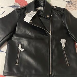 Brand new never worn with tag girls leather jacket size 9-10